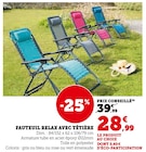 Fauteuil relax avec têtière en promo chez Hyper U Mulhouse à 28,99 €