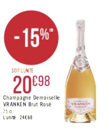 Champagne brut rosé - Géant Casino à Grenoble Champagne brut rosé en promo chez Géant Casino Grenoble à 20,98 €