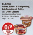 Grütze, Sahne- & Grießpudding, Grießpudding mit Grütze oder Creme Dessert Angebote von Dr. Oetker bei V-Markt Memmingen für 0,79 €