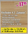 Vinylboden 4.2 „Campeon“ im Angebot bei Hornbach in Langenhagen Vinylboden 4.2 „Campeon“ Angebote bei Hornbach Langenhagen für 15,95 €