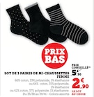 Lot de 3 paires de mi-chaussettes femme en promo chez Super U Saint-Nazaire à 2,90 €