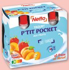 P'tit pocket - yaourt à boire gourde, 3 abricots & 3 fraises - Netto dans le catalogue Netto