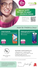 mea - meine apotheke Apotheken Prospekt der aktuellen Woche mit 4 Seiten, gültig von 01.01.2026 bis 31.01.2026, in Grafenwöhr und Umgebung Aktueller mea - meine apotheke Apotheken Prospekt in Grafenwöhr und Umgebung, "Unsere Januar-Angebote" mit 4 Seiten, 01.01.2026 - 31.01.2026