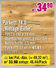 Parkett 14.0 "Vintage Eiche" im Angebot bei Hornbach in Neuwied Parkett 14.0 "Vintage Eiche" Angebote bei Hornbach Neuwied für 33,90 €