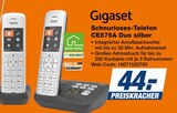 Schnurloses-Telefon CE575A Duo silber im Angebot bei expert in Bochum Schnurloses-Telefon CE575A Duo silber Angebote von Gigaset bei expert Bochum für 44,00 €