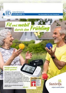 Blutdruckmessgerät im Orthopädie-Technik H.+L. Hußmann GmbH Prospekt "Fit und mobil durch den Frühling" mit 6 Seiten (Osnabrück)