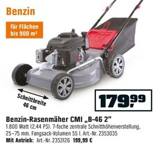 Benzin-Rasenmäher CMI „B-46 2“ bei OBI in Recklinghausen Benzin-Rasenmäher CMI „B-46 2“ im Angebot bei OBI Recklinghausen für 179,99 €