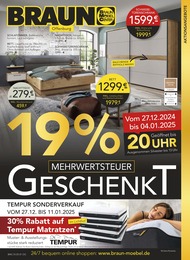 Möbel & Einrichtung Prospekt von BRAUN Möbel-Center Rastatt BRAUN Möbel-Center Prospekt: "19% MEHRWERTSTEUER GESCHENKT!", 20 Seiten, 27.12.2024 - 28.01.2025