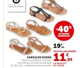 Sandales femme - U Collection - Hyper U à Reims Sandales femme - U Collection en promo chez Hyper U Reims à 11,94 €