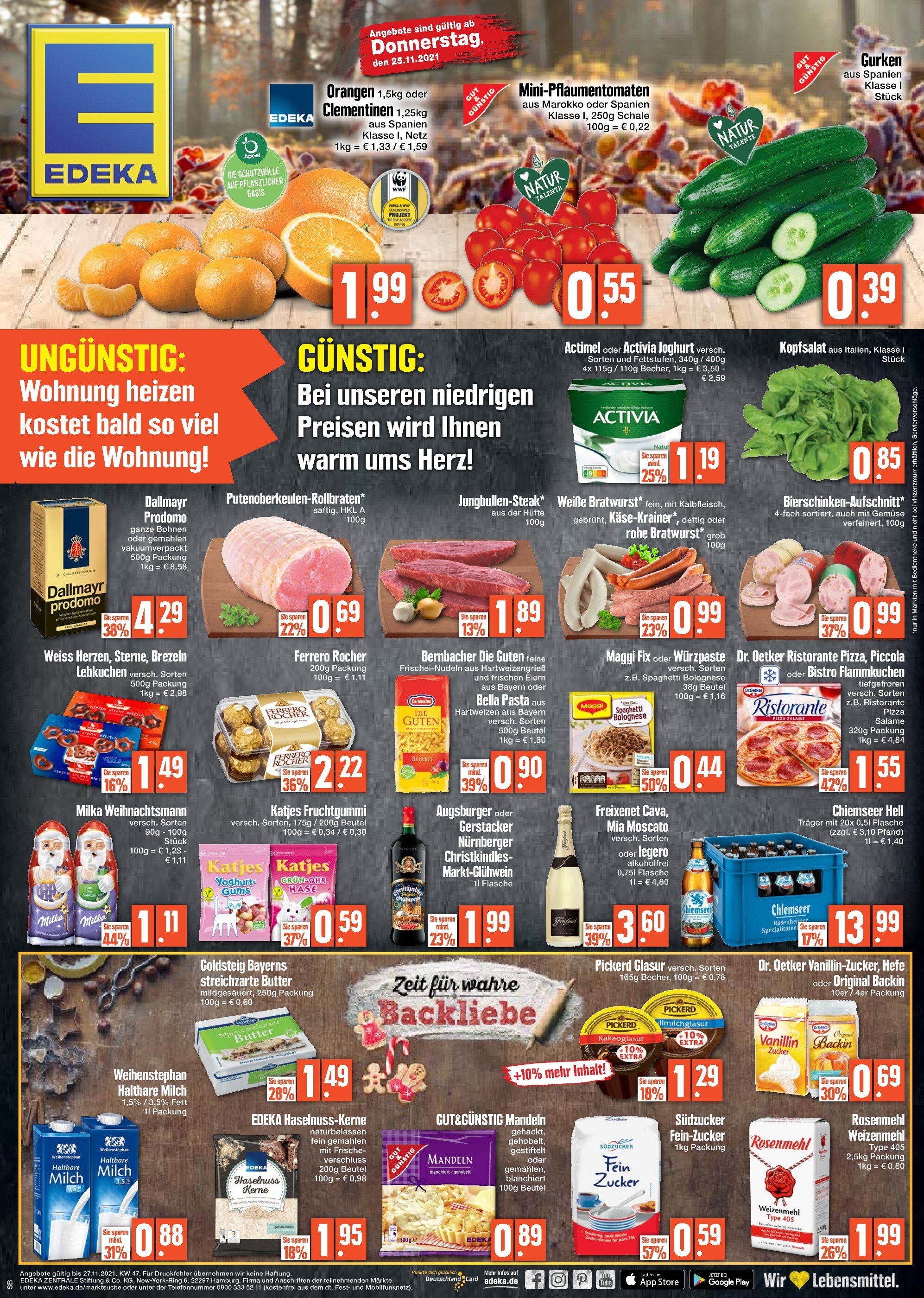 EDEKA Prospekt für Seewiesen mit 1 Seite EDEKA Prospekt für Seewiesen: "WUNSCHLOS GÜNSTIG", 1 Seite, 25.11.2021 - 27.11.2021
