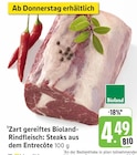 Aktuelles Zart gereiftes Bioland-Rindfleisch: Steaks aus dem Entrecôte Angebot bei E center in Reutlingen ab 4,49 €