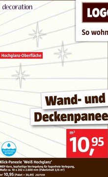 Klick-Paneele 'Weiß Hochglanz' bei BAUHAUS in Leverkusen Klick-Paneele 'Weiß Hochglanz' im Angebot bei BAUHAUS Leverkusen für 10,95 €