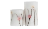 LED-Echtwachs-Kerzen 2er-Set, weiß mit Blumen Angebote bei Höffner Hemer für 23,40 €