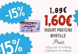 Yaourt Protéine Myrtille - Prott en promo chez Naturalia Yaourt Protéine Myrtille - Prott dans le catalogue Naturalia
