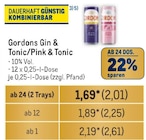 Gin & Tonic/Pink & Tonic Angebote von Gordons bei Metro Ravensburg für 2,01 €