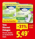 Discreet Einlagen von Tena für 5,49 € bei Lidl im Angebot Discreet Einlagen von Tena im aktuellen Lidl Prospekt