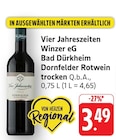 Bad Dürkheim Dornfelder Rotwein trocken Angebote von Vier Jahreszeiten Winzer eG bei E center Neustadt für 3,49 €