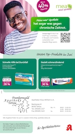mea - meine apotheke Apotheken Prospekt der aktuellen Woche mit 4 Seiten, gültig von 01.06.2026 bis 30.06.2026, in Lauscha und Umgebung Aktueller mea - meine apotheke Apotheken Prospekt in Lauscha und Umgebung, "Unsere Juni-Angebote" mit 4 Seiten, 01.06.2026 - 30.06.2026