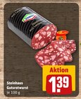 Aktuelle Zwiebelmettwurst Angebote bei REWE in Frankfurt (Main) Aktuelles Gutsrotwurst Angebot bei REWE in Frankfurt (Main) ab 1,39 €