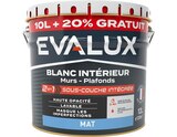 Peinture blanche intérieure 2 en 1 sous couche intégrée mat 10 L + 20% gratuit - Evalux - Brico Dépôt à Cholet Peinture blanche intérieure 2 en 1 sous couche intégrée mat 10 L + 20% gratuit - Evalux en promo chez Brico Dépôt Cholet à 44,90 €