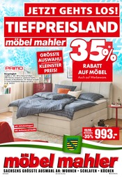 Schlafzimmer im Möbel Mahler Siebenlehn Prospekt in Zwickau Aktueller Möbel Mahler Siebenlehn Prospekt mit Schlafzimmer, "TIEFPREISLAND", Seite 1