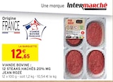 Viande bovine : 12 steaks hachés 20% mg - JEAN ROZÉ en promo chez Intermarché Viande bovine : 12 steaks hachés 20% mg - JEAN ROZÉ dans le catalogue Intermarché