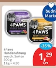 Hundenahrung von 4Paws für 1,29 € bei budni im Angebot Hundenahrung von 4Paws im aktuellen budni Prospekt