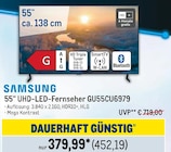 55“ UHD-LED-Fernseher GU55CU6979 Angebote von Samsung bei Metro Chemnitz für 452,19 €