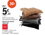 Galette de chaise 38x38 cm - Tissaia en promo chez E.Leclerc Saint-Brieuc à 5,53 €