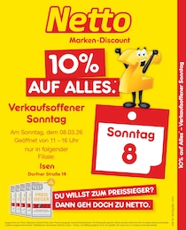 Netto Marken-Discount Prospekt für Isen: "10% auf ALLES", 2 Seiten, 08.03.2026 - 08.03.2026