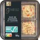 4 verrines apéritives duo de saumons et tzatziki - GOURMET FINEST CUISINE en promo chez Aldi 4 verrines apéritives duo de saumons et tzatziki - GOURMET FINEST CUISINE dans le catalogue Aldi