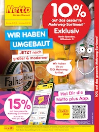 Netto Marken-Discount Prospekt für Berlin mit 2 Seiten Netto Marken-Discount Prospekt für Berlin: "10% auf das gesamte Mehrweg-Sortiment", 2 Seiten, 20.07.2026 - 25.07.2026