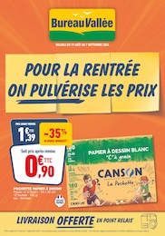 Prospectus Bureau Vallée à Mamers, "Pour la rentrée on pulvérise les prix", 24 pages, 19/08/2024 - 07/09/2024