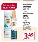 Shampoo, Alleskönner Spray oder Spülung von Haarliebe im aktuellen Rossmann Prospekt für 3,49 €