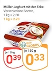 Joghurt mit der Ecke im Angebot bei GLOBUS in Homburg Joghurt mit der Ecke Angebote von Müller bei GLOBUS Homburg für 0,33 €