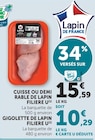 Cuisse ou demi râble de lapin - FILIERE U en promo chez Super U Saint-Nazaire à 10,29 €