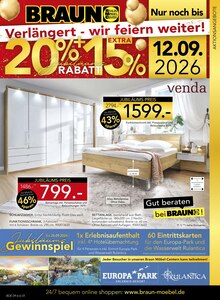 Bett im aktuellen BRAUN Möbel-Center Prospekt (Reutlingen) Bett im BRAUN Möbel-Center Prospekt "Verlängert - wir feiern weiter!" mit 16 Seiten (Reutlingen)