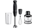 MultiQuick 5 MQ 50202M, leistungsstarker Pürierstab mit Zubehör-Set, 21 Geschwindigkeiten, Turbofunktion, Stabmixer Schwarz (1000 Watt, 350 ml Kompaktzerkleinerer, 600 Messbecher) von BRAUN im aktuellen MediaMarkt Saturn Prospekt für 55,00 €