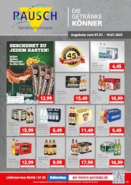 Getränkefachmarkt Rausch Prospekt "DIE GETRÄNKEKÖNNER", 2 Seiten, 07.07.2025 - 07.07.2025 Aktueller Getränkefachmarkt Rausch Prospekt, "DIE GETRÄNKEKÖNNER", mit Angeboten der Woche, gültig von 07.07.2025 bis 07.07.2025