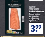Lachsrückenfilet im ALDI SÜD Prospekt Lachsrückenfilet von GOURMET FINEST CUISINE im aktuellen ALDI SÜD Prospekt für 3,99 €