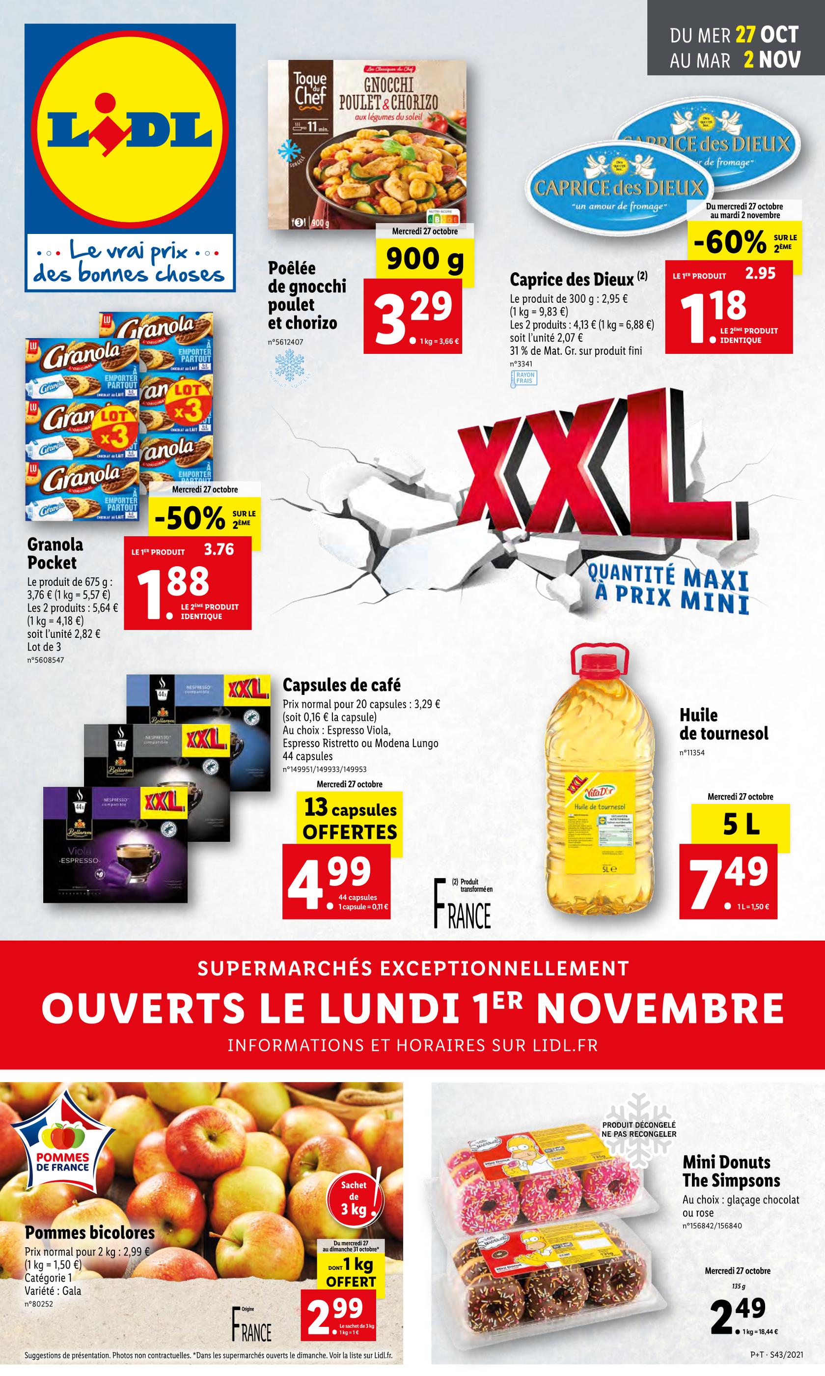 Catalogue Lidl à Boulogne-Billancourt, avec 1 page Prospectus Lidl à Boulogne-Billancourt, "XXL", 1 page, 27/10/2021 - 02/11/2021
