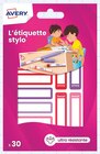 30 étiquettes stylo rose/violet - AVERY dans le catalogue Intermarché