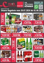 Nuck Getränke Prospekt für Pirna mit 2 Seiten Nuck Getränke Prospekt für Pirna: "DIE GETRÄNKEKÖNNER", 2 Seiten, 20.07.2026 - 02.08.2026