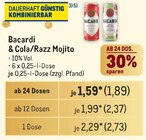 Bacardi & Cola/Razz Mojito im Angebot bei Metro in Willich Bacardi & Cola/Razz Mojito Angebote bei Metro Willich für 1,89 €