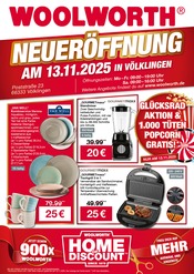Aktueller Woolworth Prospekt mit Tasse, "NEUERÖFFNUNG IN VOELKLINGEN", Seite 1