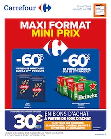 Prospectus Carrefour de la semaine "Maxi format mini prix" avec 1 pages, valide du 29/04/2024 au 13/05/2024 pour Narbonne et alentours