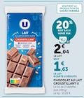 Chocolat au lait croustillant - U en promo chez U Express Rennes à 1,63 €
