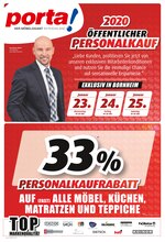 porta Möbel Prospekt "2020 ÖFFENTLICHER PERSONALKAUF ", 2 Seiten, für Euskirchen, 22.01.2020 - 25.01.2020 porta Möbel Prospekt "2020 ÖFFENTLICHER PERSONALKAUF ", 2 Seiten, für Euskirchen, 22.01.2020 - 25.01.2020