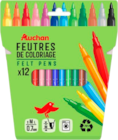 12 FEUTRES DE COLORIAGE AUCHAN - AUCHAN en promo chez Auchan Hypermarché Lens à 1,15 €
