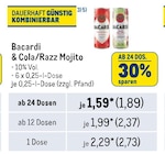 Bacardi & Cola/Razz Mojito Angebote von Bacardi bei Metro Bayreuth für 1,89 €